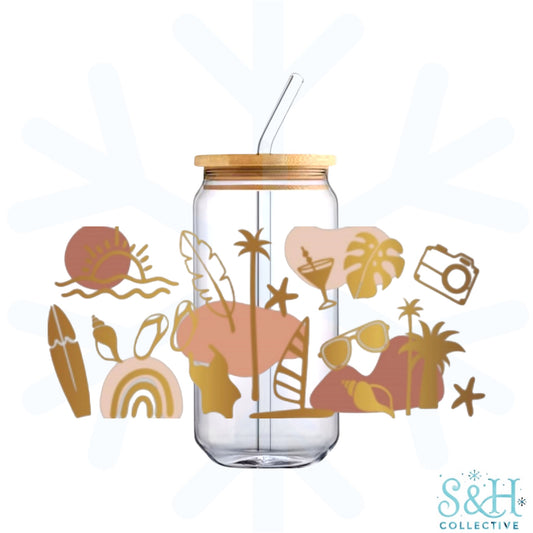 Beach - Bronze (Holographic Finish) 16oz Can Cup Tumbler