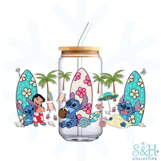 Stitch - Beach (Standard Finish) 16oz Can Cup Tumbler