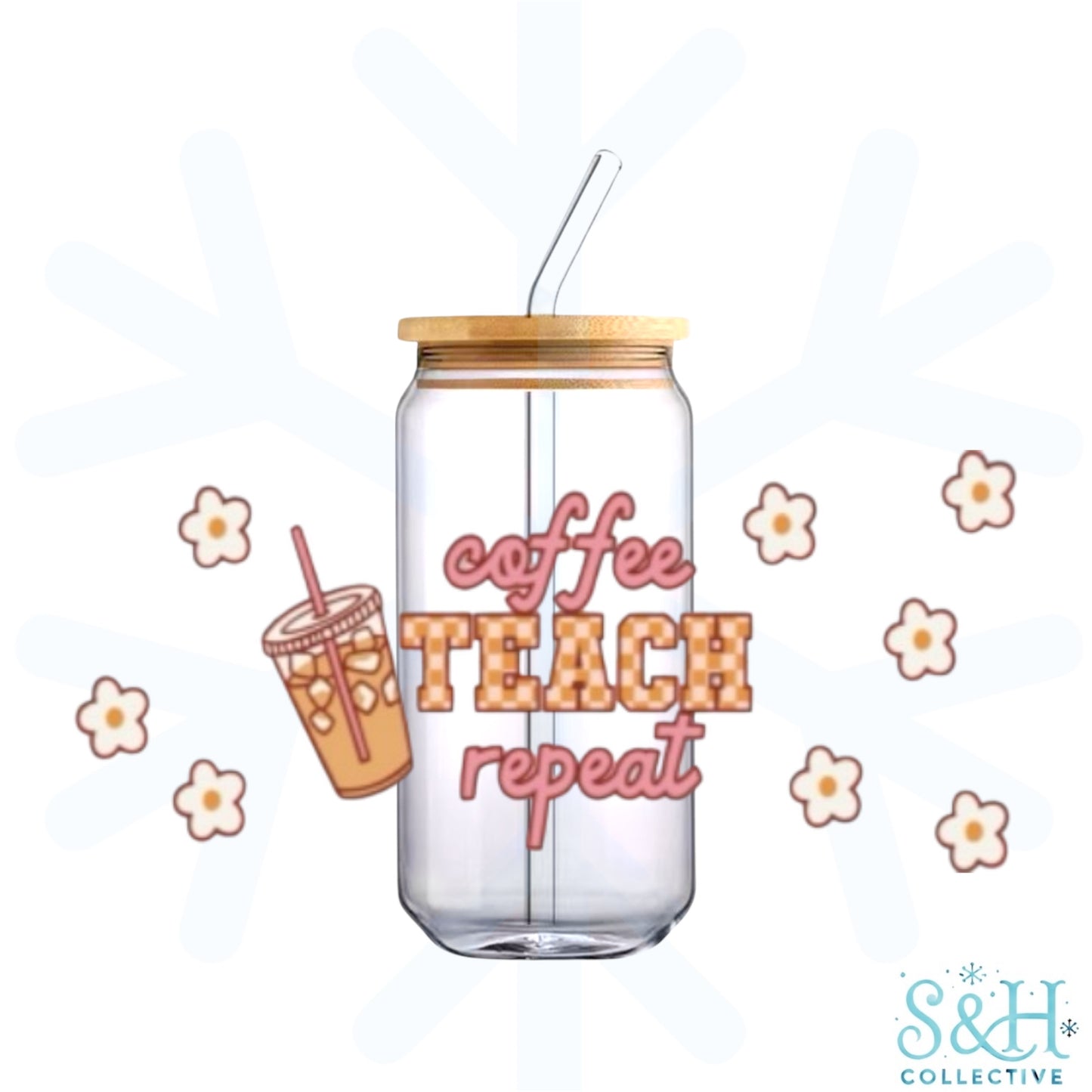 Coffee Teach Repeat (Holographic Finish) 16oz Can Cup Tumbler