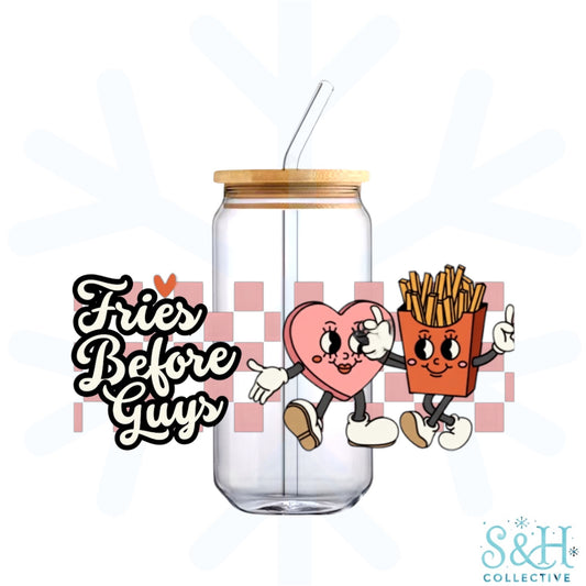 Fries Before Guys - Retro (Standard Finish) 16oz Can Cup Tumbler - CLEARANCE