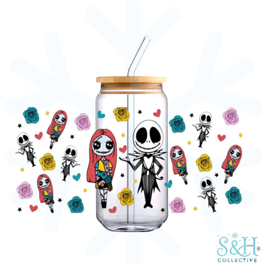 Nightmare Before Christmas - Jack & Sally (Holographic Finish) 16oz Can Cup Tumbler