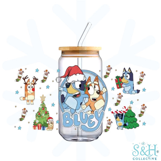 Blue Dog - Christmas Circle (Standard Finish) 16oz Can Cup Tumbler