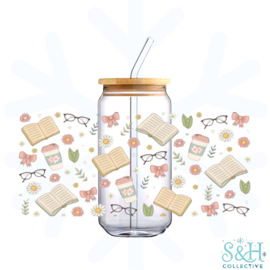 Book Lovers - Pink & Green (Holographic Finish) 16oz Can Cup Tumbler