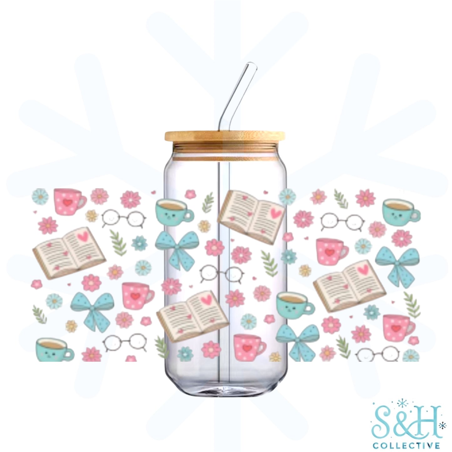 Book Lovers - Pink & Blue (Holographic Finish) 16oz Can Cup Tumbler