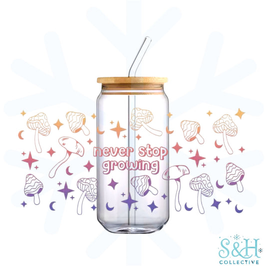 Never Stop Growing (Standard Finish) 16oz Can Cup Tumbler - CLEARANCE