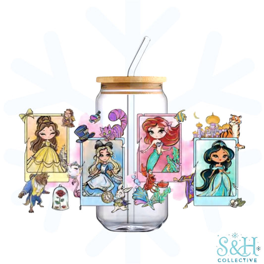 Princess - Belle, Alice, Ariel, Jasmine (Standard Finish) 16oz Can Cup Tumbler
