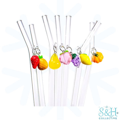 Dangle Charm Glass Straw