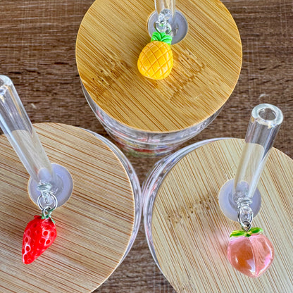 Dangle Charm Glass Straw